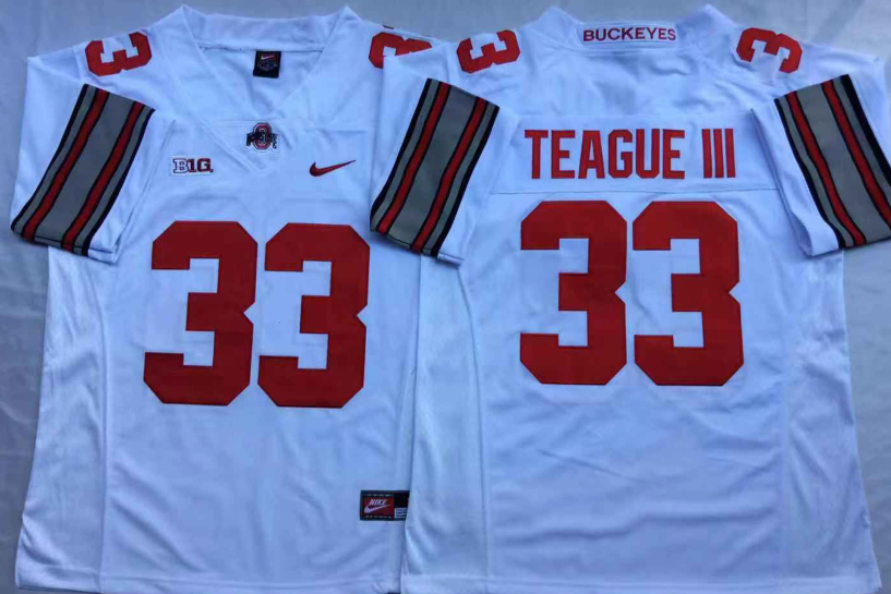 NCAA Men Ohio State Buckeyes White #33 TEAGUE III